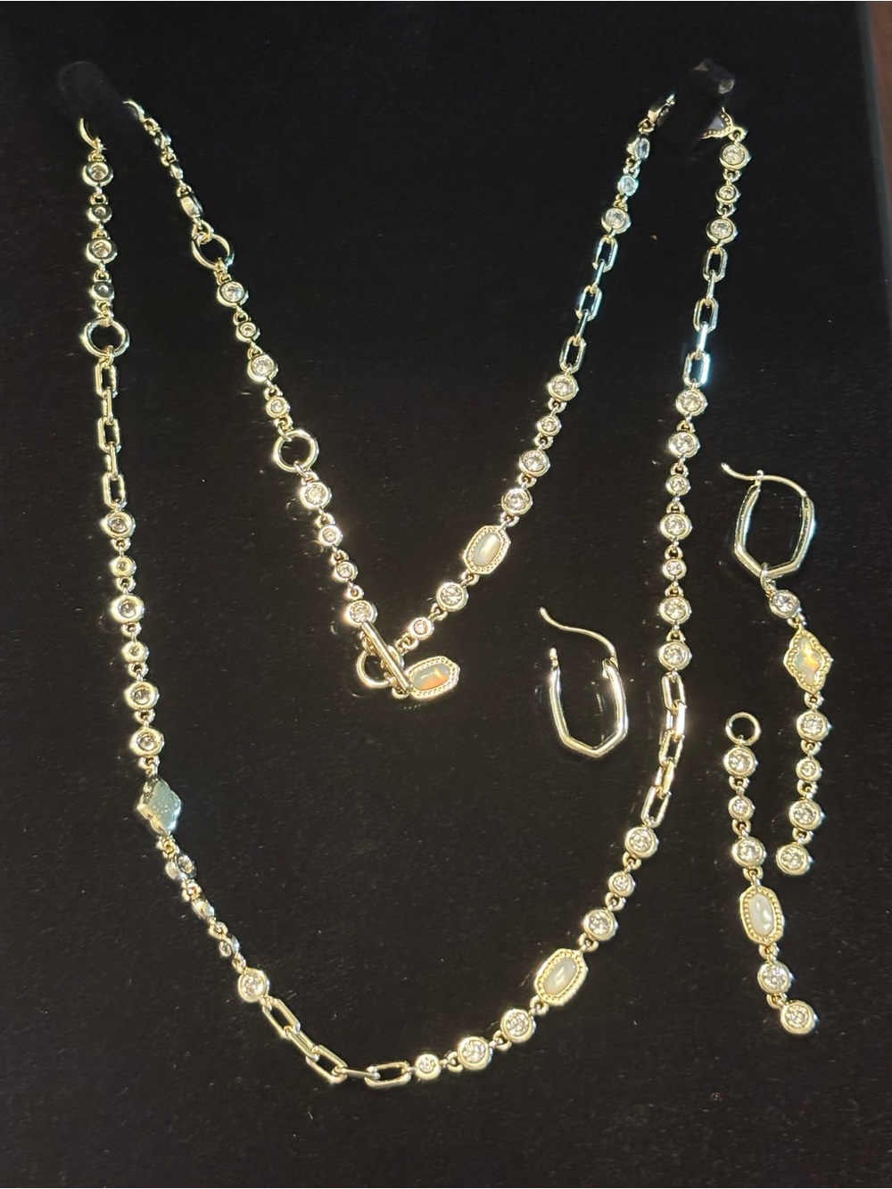 Kendra Scott set. Gold-Tone Crystal Station Necklace and Earring Set.